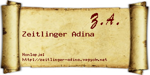 Zeitlinger Adina névjegykártya